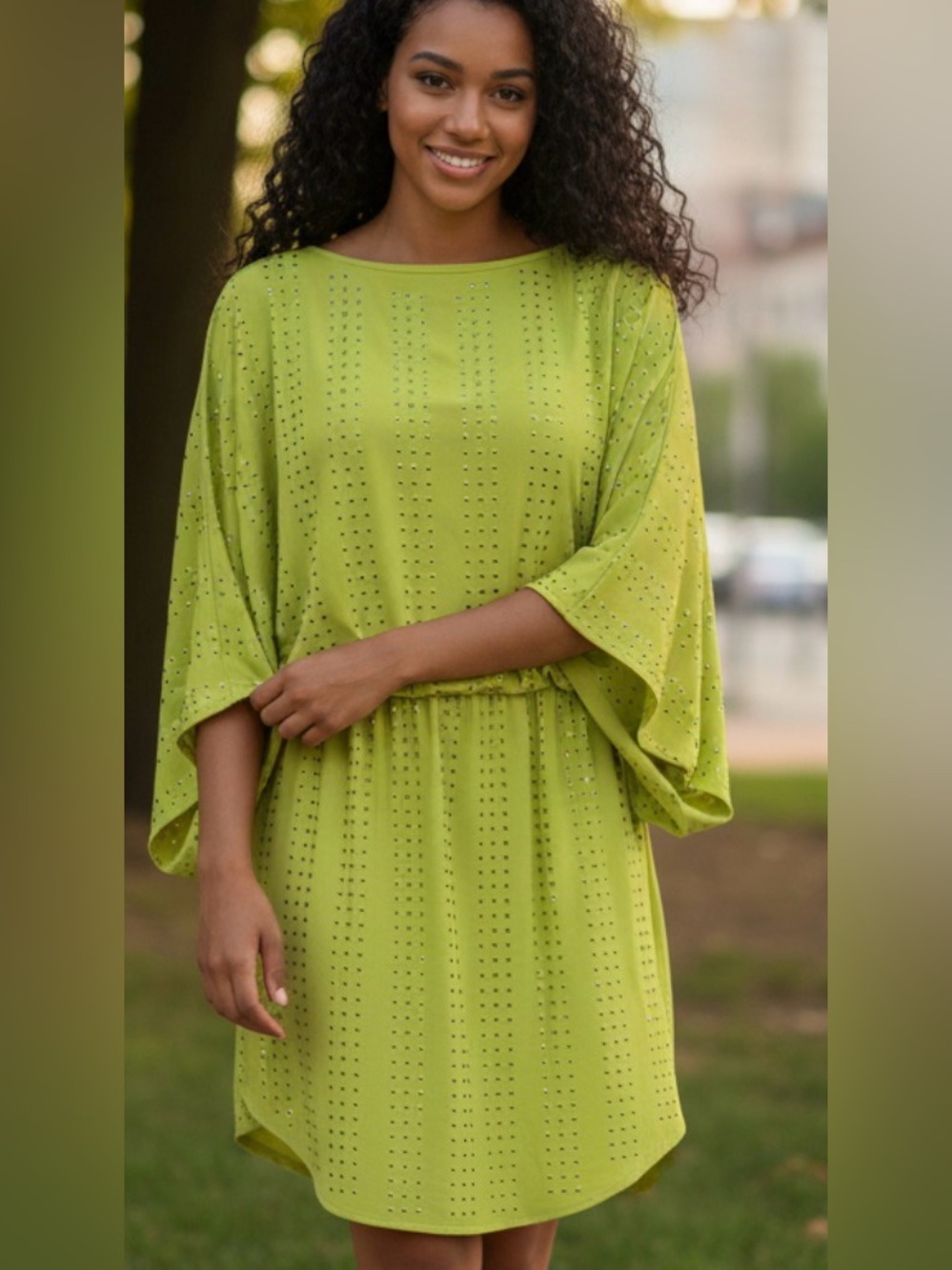Blaque Label Neon Green Studded Dress